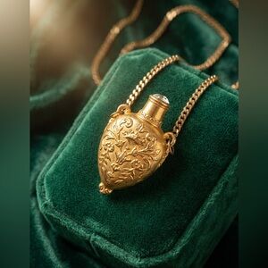 Scheilan Firenze 1980 Vintage Gold-toned Perfume Bottle Style Pendant Necklace